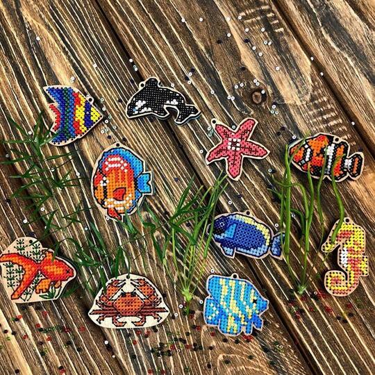 Wonderland Crafts Ocean Life Embroidery Wood Blanks Set